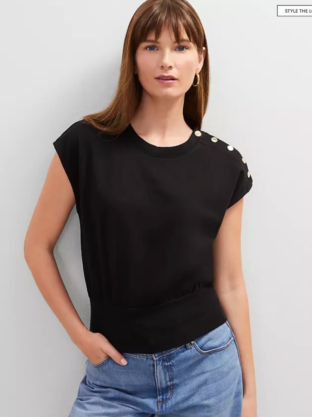 Ann Taylor Button Shoulder Top Size Small